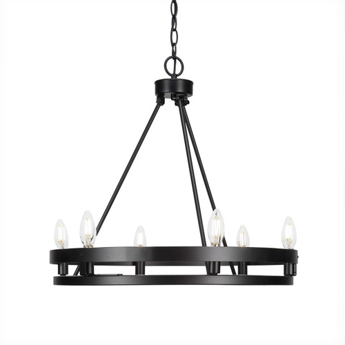 Toltec Lighting - 2706-MB - Six Light Chandelier - Belmont - Matte Black