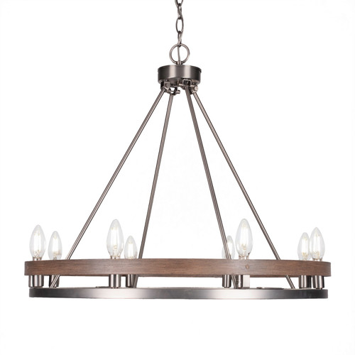 Toltec Lighting - 2708-GPDW - Eight Light Chandelier - Belmont - Graphite & Painted Distressed Wood-look Metal