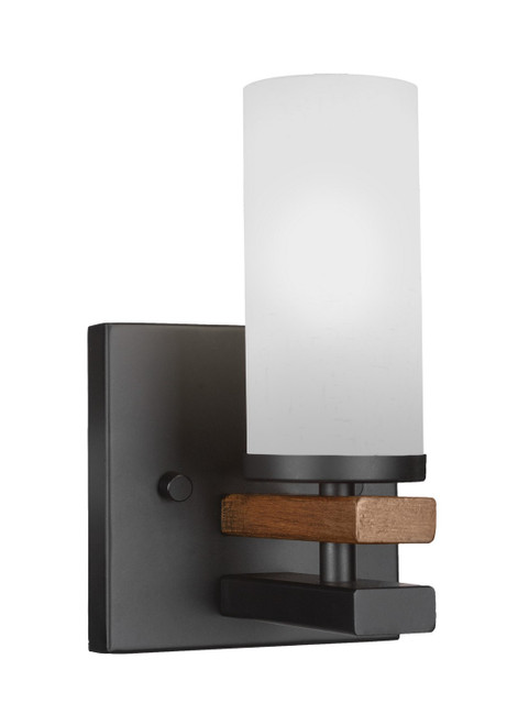 Toltec Lighting - 2711-MBWG-801 - One Light Wall Sconce - Belmont - Matte Black & Painted Wood-look