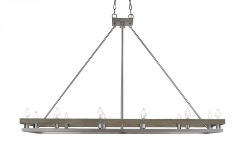 Toltec Lighting - 2742-GPDW - 12 Light Island Pendant - Belmont - Graphite & Painted Distressed Wood-look Metal