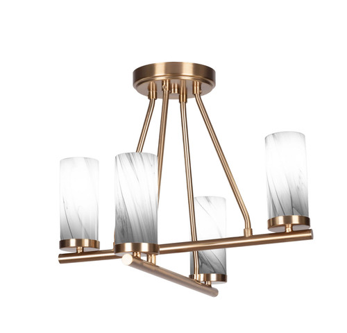 Toltec Lighting - 2807-NAB-802B - Four Light Semi-Flush Mount - Trinity - New Age Brass
