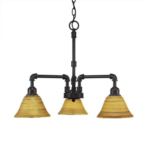 Toltec Lighting - 283-DG-454 - Three Light Chandelier - Vintage - Dark Granite