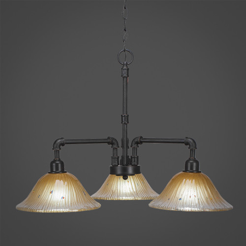 Toltec Lighting - 283-DG-730 - Three Light Chandelier - Vintage - Dark Granite