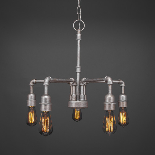 Toltec Lighting - 285-AS-AT18 - Five Light Chandelier - Vintage - Aged Silver