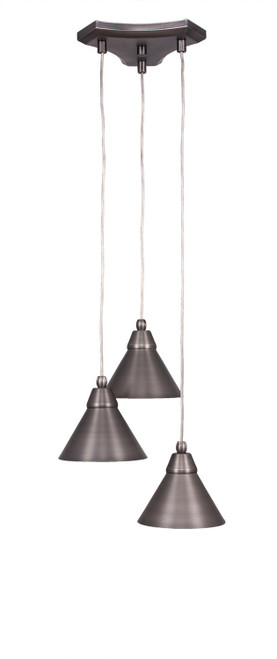 Toltec Lighting - 28-BN-421 - Three Light Cluster Pendalier - Europa - Brushed Nickel