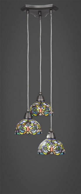 Toltec Lighting - 28-BN-9905 - Three Light Cluster Pendalier - Europa - Brushed Nickel