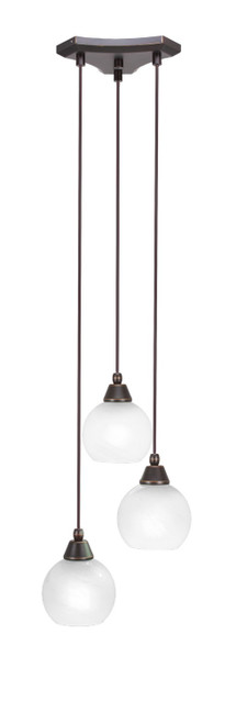 Toltec Lighting - 28-DG-4101 - Three Light Cluster Pendalier - Europa - Dark Granite