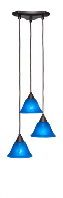 Toltec Lighting - 28-DG-4155 - Three Light Cluster Pendalier - Europa - Dark Granite