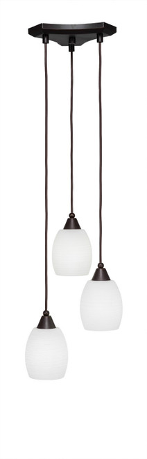 Toltec Lighting - 28-DG-615 - Three Light Cluster Pendalier - Europa - Dark Granite