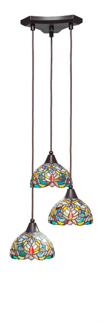 Toltec Lighting - 28-DG-9905 - Three Light Cluster Pendalier - Europa - Dark Granite