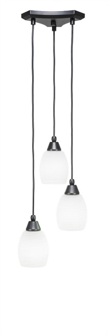 Toltec Lighting - 28-MB-615 - Three Light Cluster Pendalier - Europa - Matte Black