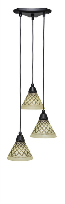 Toltec Lighting - 28-MB-7185 - Three Light Cluster Pendalier - Europa - Matte Black