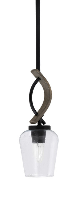 Toltec Lighting - 2901-MBDW-210 - One Light Mini Pendant - Monterey - Matte Black & Painted Distressed Wood-look Metal