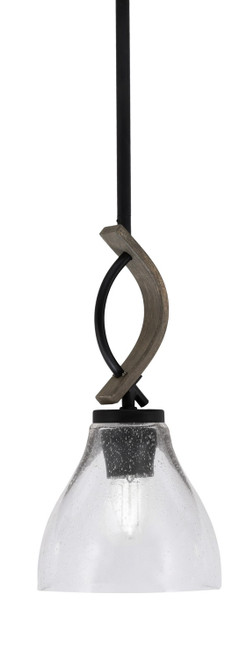 Toltec Lighting - 2901-MBDW-4760 - One Light Mini Pendant - Monterey - Matte Black & Painted Distressed Wood-look Metal