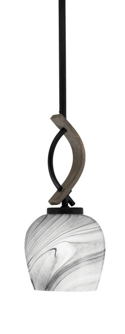 Toltec Lighting - 2901-MBDW-4819 - One Light Mini Pendant - Monterey - Matte Black & Painted Distressed Wood-look Metal