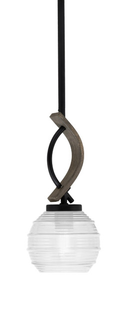 Toltec Lighting - 2901-MBDW-5110 - One Light Mini Pendant - Monterey - Matte Black & Painted Distressed Wood-look Metal