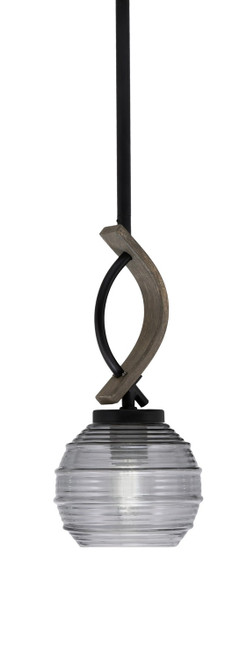 Toltec Lighting - 2901-MBDW-5112 - One Light Mini Pendant - Monterey - Matte Black & Painted Distressed Wood-look Metal