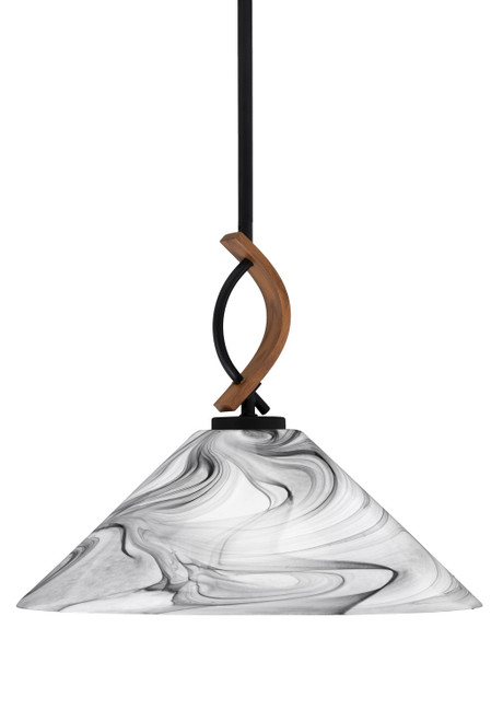 Toltec Lighting - 2901-MBWG-2169 - One Light Mini Pendant - Monterey - Matte Black & Painted Wood-look Metal