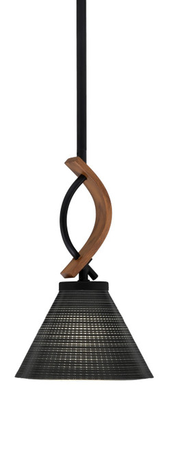 Toltec Lighting - 2901-MBWG-4059 - One Light Mini Pendant - Monterey - Matte Black & Painted Wood-look Metal