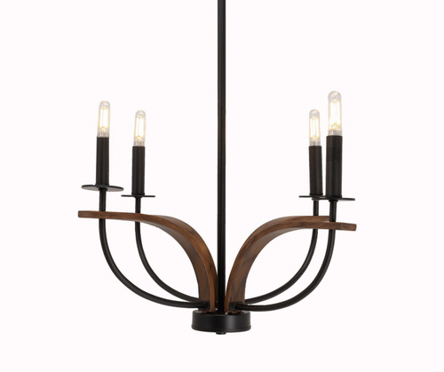 Toltec Lighting - 2904-MBWG - Four Light Chandelier - Monterey - Matte Black & Painted Wood-look Metal