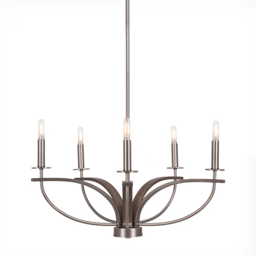 Toltec Lighting - 2905-GPDW - Five Light Chandelier - Monterey - Graphite & Painted Distressed Wood-look Metal