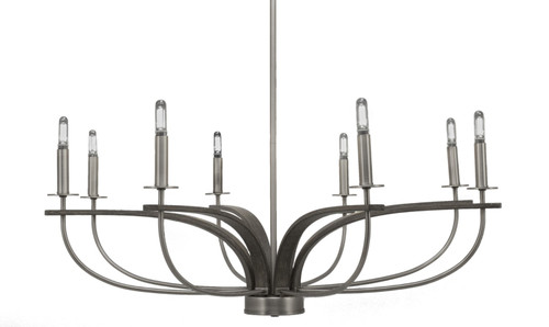Toltec Lighting - 2908-GPDW - Eight Light Chandelier - Monterey - Graphite & Painted Distressed Wood-look Metal