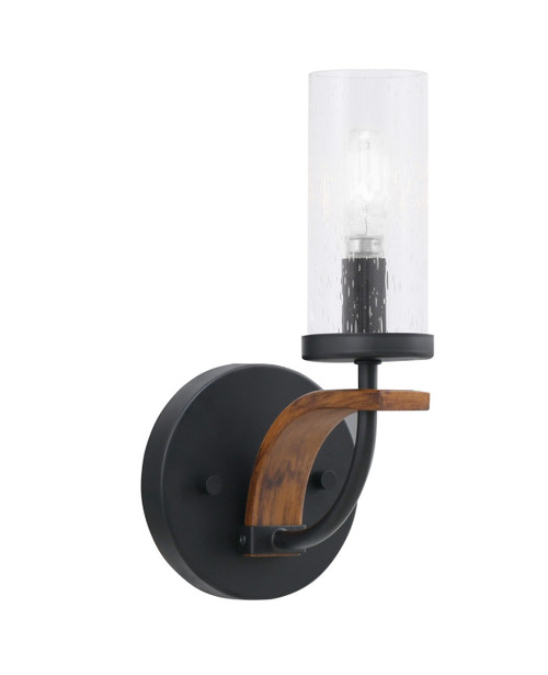 Toltec Lighting - 2911-MBWG-800 - One Light Wall Sconce - Monterey - Matte Black & Painted Wood-look Metal