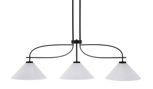 Toltec Lighting - 2936-MBDW-2121 - Three Light Billiard/Island - Monterey - Matte Black & Painted Distressed Wood-look