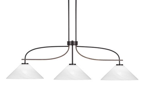 Toltec Lighting - 2936-MBDW-2161 - Three Light Billiard/Island - Monterey - Matte Black & Painted Distressed Wood-look
