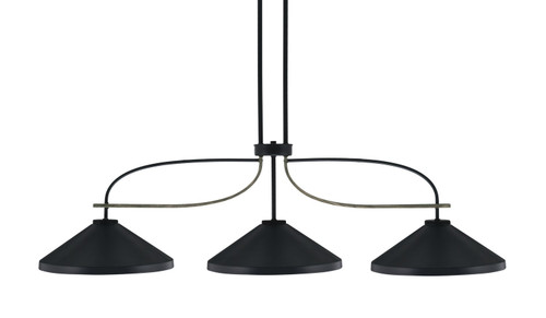 Toltec Lighting - 2936-MBDW-424-MB - Three Light Island Pendant - Monterey - Matte Black & Painted Distressed Wood-look
