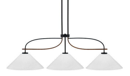 Toltec Lighting - 2936-MBWG-2161 - Three Light Island Pendant - Monterey - Matte Black & Painted Wood-look Metal