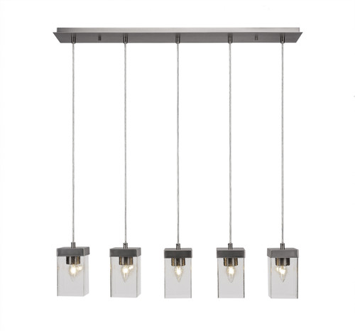 Toltec Lighting - 3215-GP-530 - Five Light Linear Pendalier - Nouvelle - Graphite