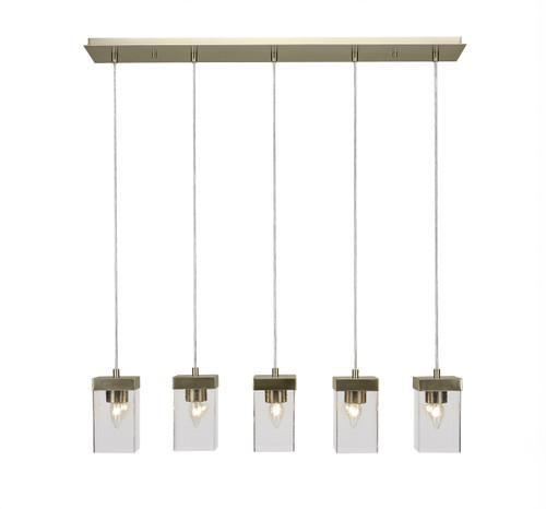 Toltec Lighting - 3215-NAB-530 - Five Light Linear Pendalier - Nouvelle - New Age Brass