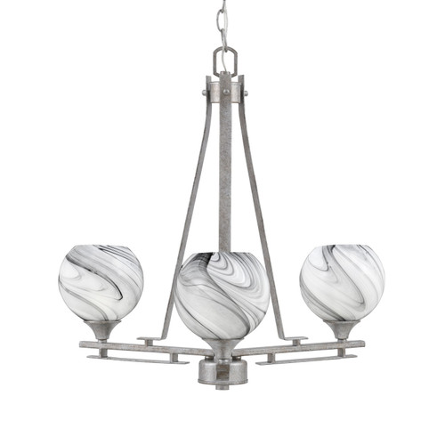Toltec Lighting - 323-AS-4109 - Three Light Chandelier - Uptowne - Aged Silver