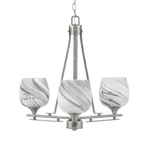 Toltec Lighting - 323-AS-4819 - Three Light Chandelier - Uptowne - Aged Silver