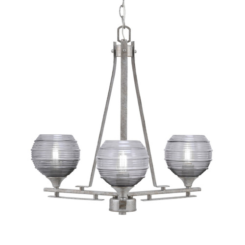 Toltec Lighting - 323-AS-5112 - Three Light Chandelier - Uptowne - Aged Silver