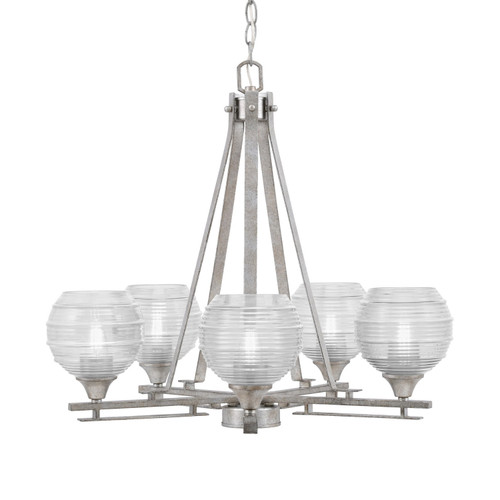 Toltec Lighting - 325-AS-5110 - Five Light Chandelier - Uptowne - Aged Silver