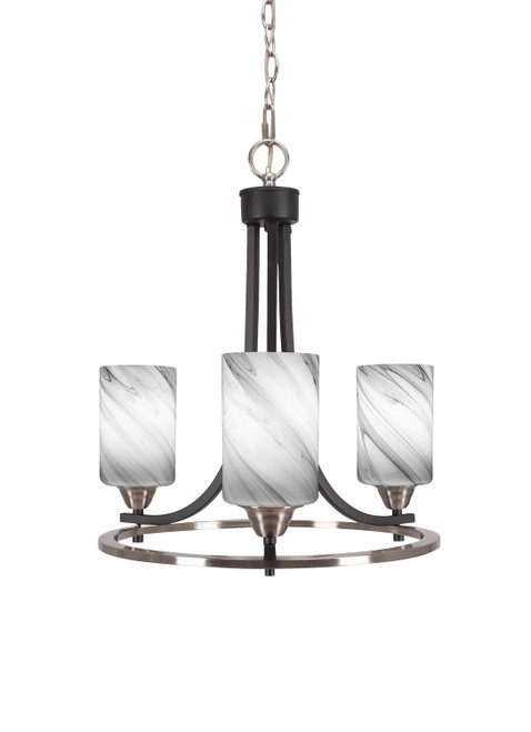 Toltec Lighting - 3403-MBBN-3009 - Three Light Chandelier - Paramount - Matte Black & Brushed Nickel