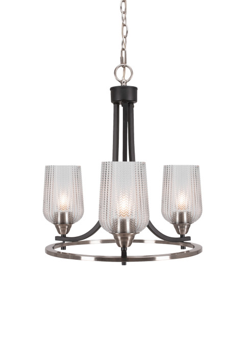Toltec Lighting - 3403-MBBN-4250 - Three Light Chandelier - Paramount - Matte Black & Brushed Nickel