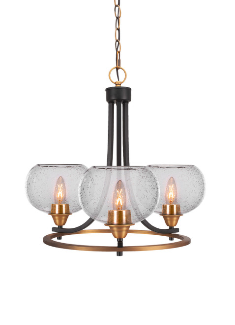 Toltec Lighting - 3403-MBBR-202 - Three Light Chandelier - Paramount - Matte Black & Brass