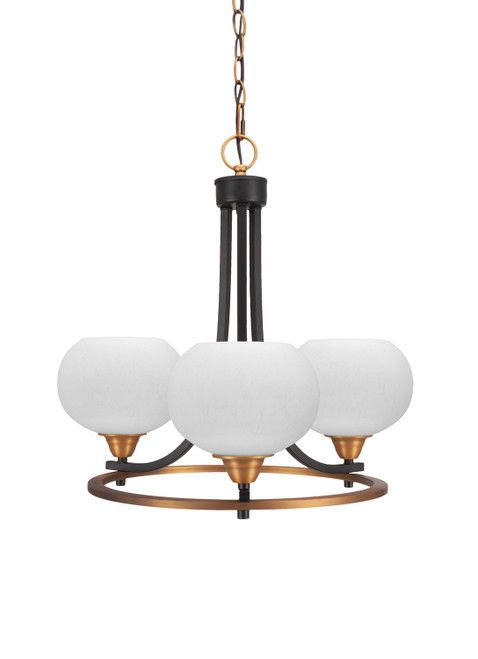 Toltec Lighting - 3403-MBBR-212 - Three Light Chandelier - Paramount - Matte Black & Brass