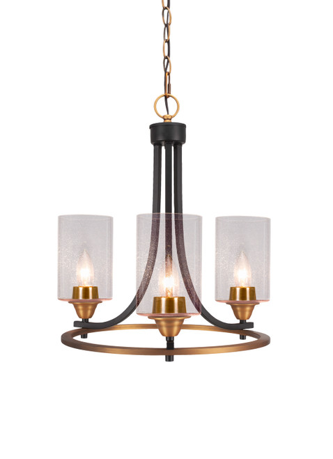 Toltec Lighting - 3403-MBBR-300 - Three Light Chandelier - Paramount - Matte Black & Brass