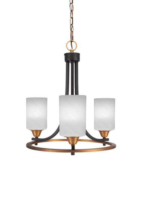 Toltec Lighting - 3403-MBBR-3001 - Three Light Chandelier - Paramount - Matte Black & Brass