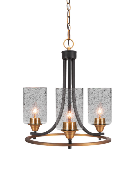 Toltec Lighting - 3403-MBBR-3002 - Three Light Chandelier - Paramount - Matte Black & Brass