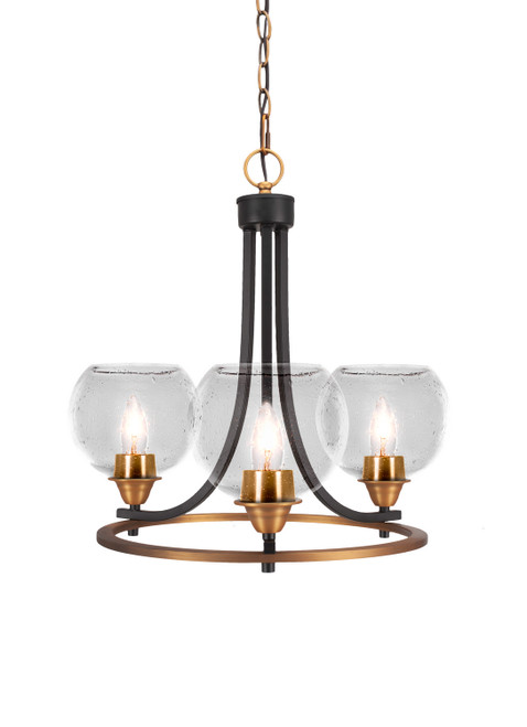 Toltec Lighting - 3403-MBBR-4100 - Three Light Chandelier - Paramount - Matte Black & Brass