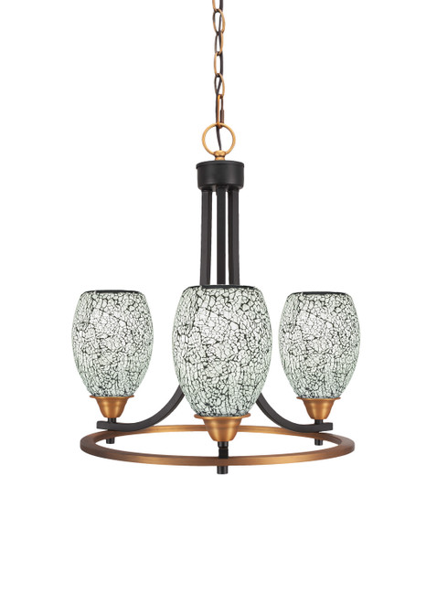 Toltec Lighting - 3403-MBBR-4165 - Three Light Chandelier - Paramount - Matte Black & Brass