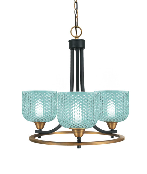 Toltec Lighting - 3403-MBBR-4615 - Three Light Chandelier - Paramount - Matte Black & Brass