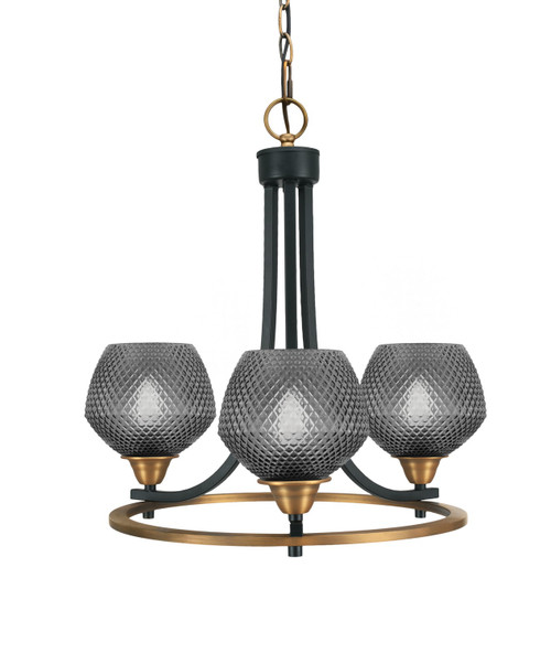 Toltec Lighting - 3403-MBBR-4622 - Three Light Chandelier - Paramount - Matte Black & Brass