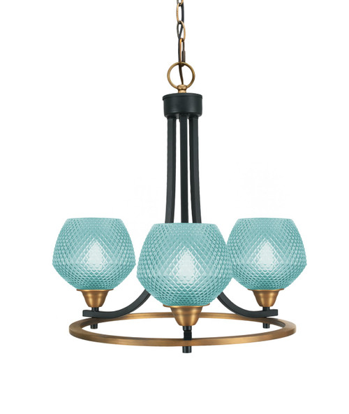 Toltec Lighting - 3403-MBBR-4625 - Three Light Chandelier - Paramount - Matte Black & Brass