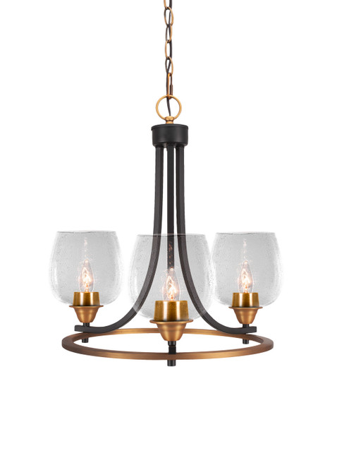 Toltec Lighting - 3403-MBBR-4810 - Three Light Chandelier - Paramount - Matte Black & Brass